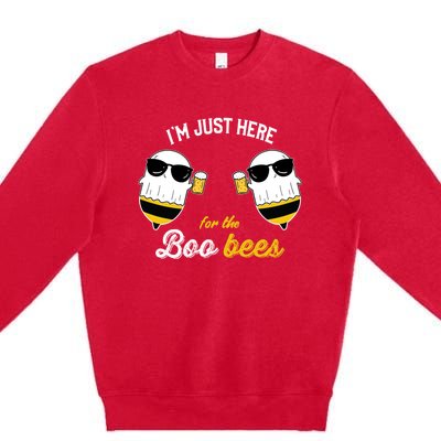 I'm Just Here For The Boo Bees Halloween Ghost Gift Premium Crewneck Sweatshirt