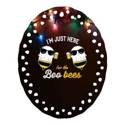 I'm Just Here For The Boo Bees Halloween Ghost Gift Ceramic Oval Ornament