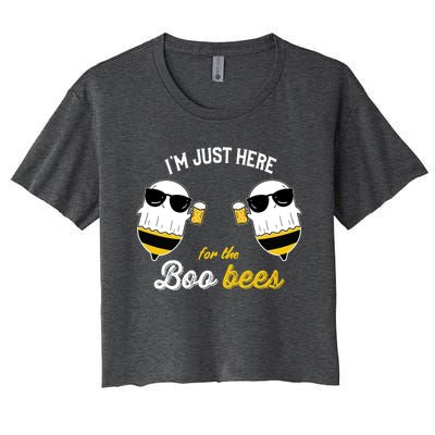 I'm Just Here For The Boo Bees Halloween Ghost Gift Women's Crop Top Tee