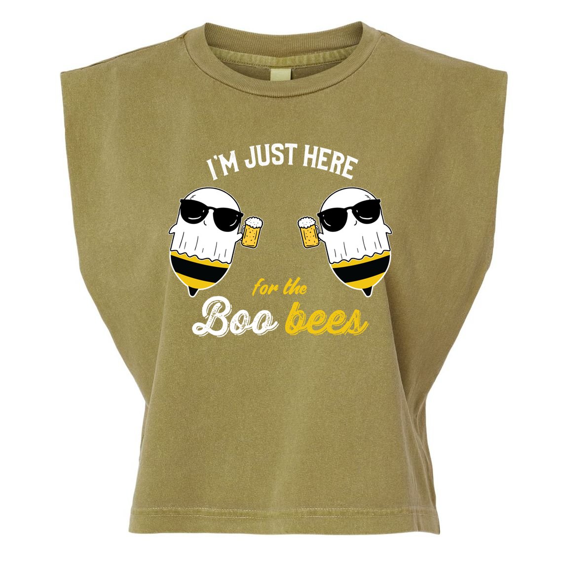 I'm Just Here For The Boo Bees Halloween Ghost Gift Garment-Dyed Women's Muscle Tee