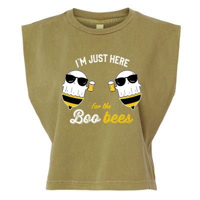 I'm Just Here For The Boo Bees Halloween Ghost Gift Garment-Dyed Women's Muscle Tee