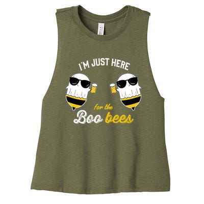 I'm Just Here For The Boo Bees Halloween Ghost Gift Women's Racerback Cropped Tank