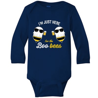 I'm Just Here For The Boo Bees Halloween Ghost Gift Baby Long Sleeve Bodysuit