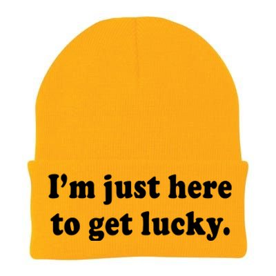 Im Just Here To Get Lucky Funny St Patricks Day Knit Cap Winter Beanie