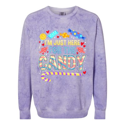 IM Just Here For The Candy Halloween Colorblast Crewneck Sweatshirt