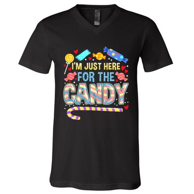 IM Just Here For The Candy Halloween V-Neck T-Shirt