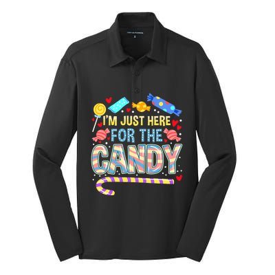 IM Just Here For The Candy Halloween Silk Touch Performance Long Sleeve Polo