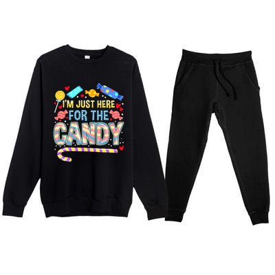 IM Just Here For The Candy Halloween Premium Crewneck Sweatsuit Set