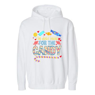 IM Just Here For The Candy Halloween Garment-Dyed Fleece Hoodie