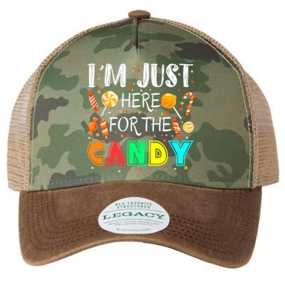 IM Just Here For The Candy Funny Halloween Or Xmas Legacy Tie Dye Trucker Hat