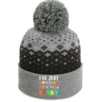 IM Just Here For The Candy Funny Halloween Or Xmas The Baniff Cuffed Pom Beanie