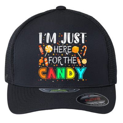 IM Just Here For The Candy Funny Halloween Or Xmas Flexfit Unipanel Trucker Cap