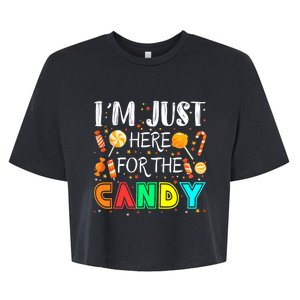 IM Just Here For The Candy Funny Halloween Or Xmas Bella+Canvas Jersey Crop Tee