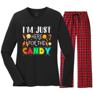 IM Just Here For The Candy Funny Halloween Or Xmas Women's Long Sleeve Flannel Pajama Set 