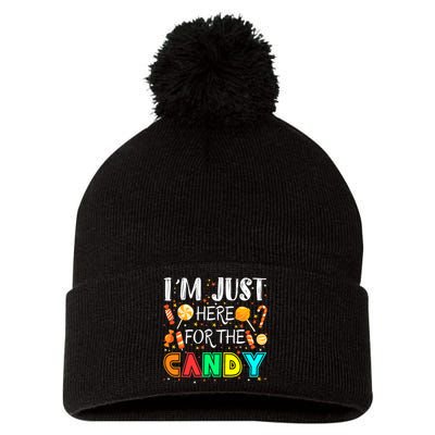 IM Just Here For The Candy Funny Halloween Or Xmas Pom Pom 12in Knit Beanie