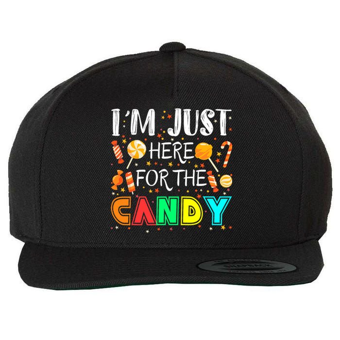 IM Just Here For The Candy Funny Halloween Or Xmas Wool Snapback Cap