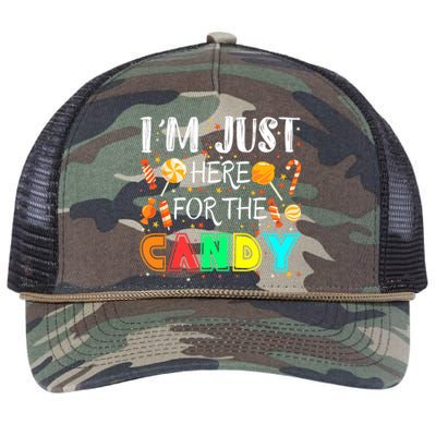 IM Just Here For The Candy Funny Halloween Or Xmas Retro Rope Trucker Hat Cap