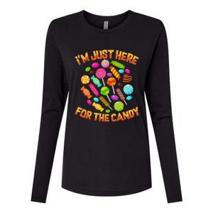 Im Just Here For The Candy Funny Halloween Pun Womens Cotton Relaxed Long Sleeve T-Shirt