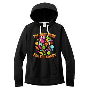 Im Just Here For The Candy Funny Halloween Pun Women's Fleece Hoodie