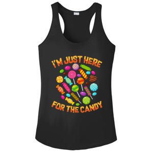 Im Just Here For The Candy Funny Halloween Pun Ladies PosiCharge Competitor Racerback Tank