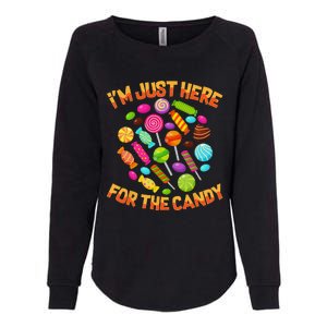 Im Just Here For The Candy Funny Halloween Pun Womens California Wash Sweatshirt