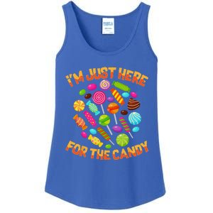 Im Just Here For The Candy Funny Halloween Pun Ladies Essential Tank