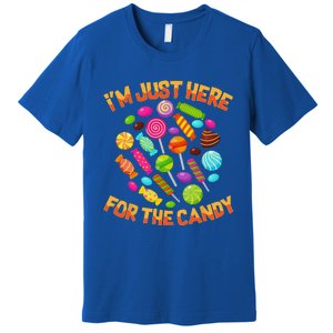 Im Just Here For The Candy Funny Halloween Pun Premium T-Shirt