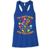 Im Just Here For The Candy Funny Halloween Pun Women's Racerback Tank