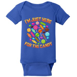 Im Just Here For The Candy Funny Halloween Pun Baby Bodysuit