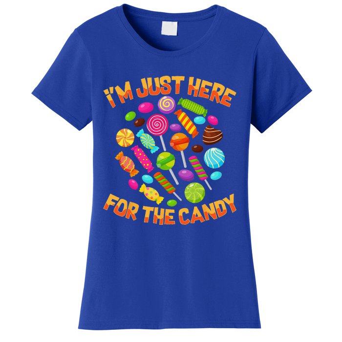 Im Just Here For The Candy Funny Halloween Pun Women's T-Shirt