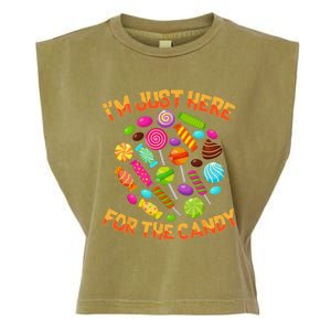 Im Just Here For The Candy Funny Halloween Pun Garment-Dyed Women's Muscle Tee