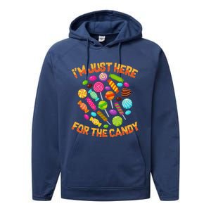 Im Just Here For The Candy Funny Halloween Pun Performance Fleece Hoodie