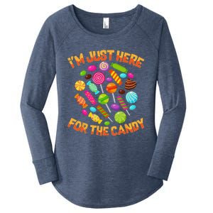 Im Just Here For The Candy Funny Halloween Pun Women's Perfect Tri Tunic Long Sleeve Shirt