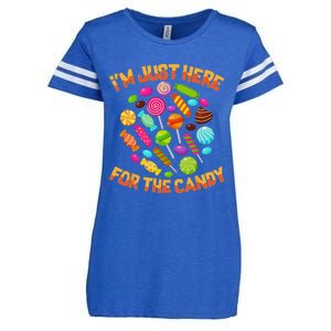 Im Just Here For The Candy Funny Halloween Pun Enza Ladies Jersey Football T-Shirt