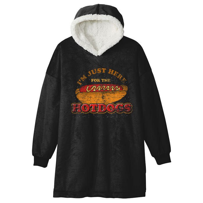 Im Just Here For The Hot Dogs Foodie Weiner Hot Dog Hooded Wearable Blanket