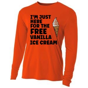 IM Just Here For The Free Ice Vanilla Cream Summer Gift Cooling Performance Long Sleeve Crew