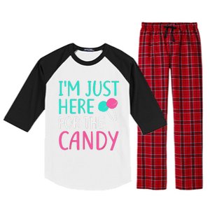 Im Just Here For The Candy Halloween Raglan Sleeve Pajama Set