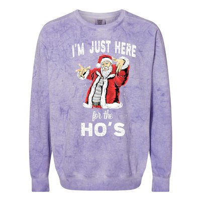 I'm Just Here For The Ho's, Funny Rude Christmas Santa Men Colorblast Crewneck Sweatshirt