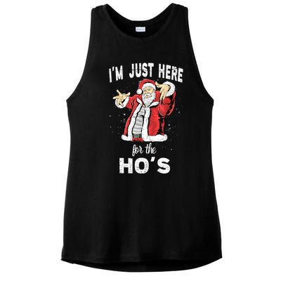 I'm Just Here For The Ho's, Funny Rude Christmas Santa Men Ladies PosiCharge Tri-Blend Wicking Tank