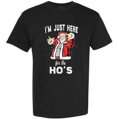 I'm Just Here For The Ho's, Funny Rude Christmas Santa Men Garment-Dyed Heavyweight T-Shirt