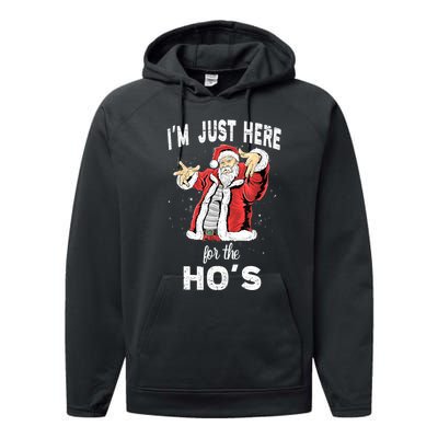 I'm Just Here For The Ho's, Funny Rude Christmas Santa Men Performance Fleece Hoodie