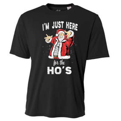 I'm Just Here For The Ho's, Funny Rude Christmas Santa Men Cooling Performance Crew T-Shirt