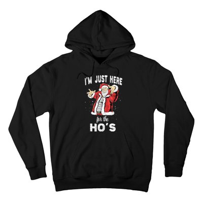 I'm Just Here For The Ho's, Funny Rude Christmas Santa Men Hoodie