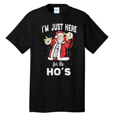 I'm Just Here For The Ho's, Funny Rude Christmas Santa Men Tall T-Shirt