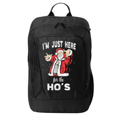 I'm Just Here For The Ho's, Funny Rude Christmas Santa Men City Backpack