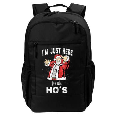 I'm Just Here For The Ho's, Funny Rude Christmas Santa Men Daily Commute Backpack