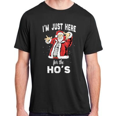 I'm Just Here For The Ho's, Funny Rude Christmas Santa Men Adult ChromaSoft Performance T-Shirt