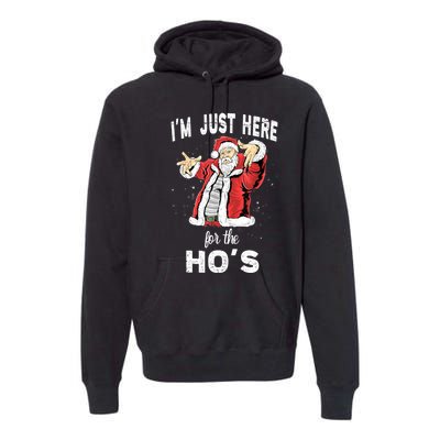 I'm Just Here For The Ho's, Funny Rude Christmas Santa Men Premium Hoodie