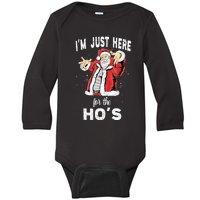 I'm Just Here For The Ho's, Funny Rude Christmas Santa Men Baby Long Sleeve Bodysuit