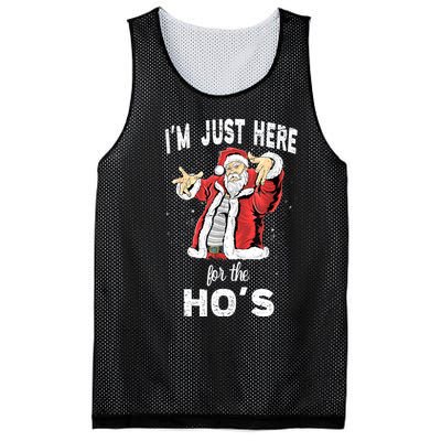 I'm Just Here For The Ho's, Funny Rude Christmas Santa Men Mesh Reversible Basketball Jersey Tank